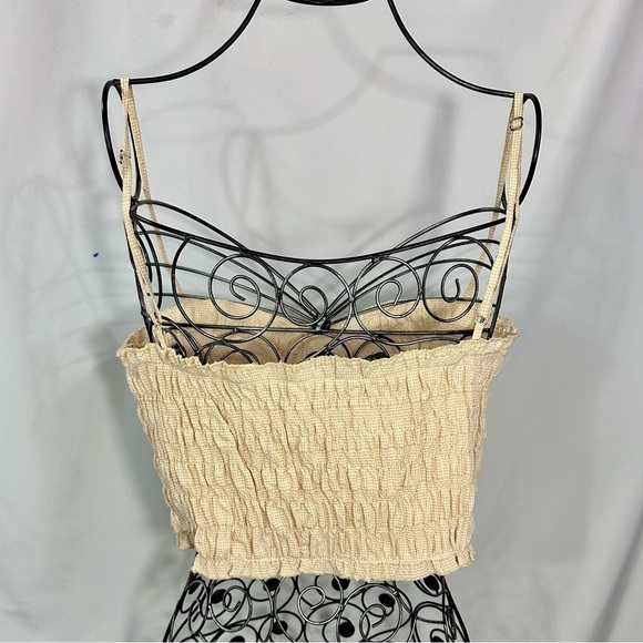 Zara tan smocked cropped tank top size M - Picture 7 of 10